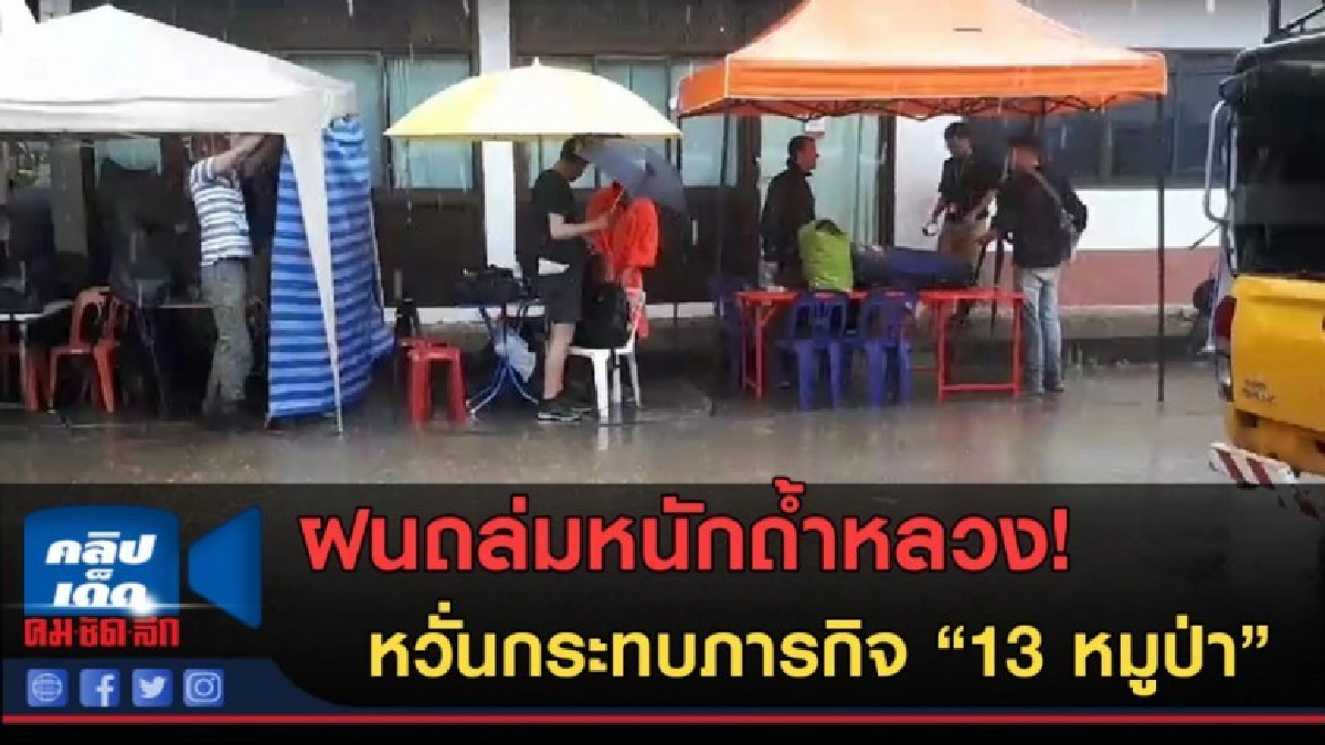 (คลิปข่าว) ฝนถล่มหนักหน้าถ้ำ! หวั่นกระทบภารกิจ "13 หมูป่า"