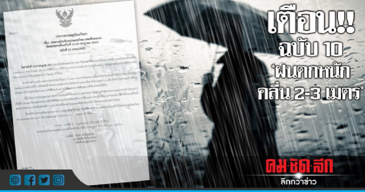 13-15 ก.ค. ฝนตกหนัก-ภาคใต้คลื่นสูง 2-3 เมตร 13-15 ก.ค. ฝนตกหนัก-ภาคใต้คลื่นสูง 2-3 เมตร