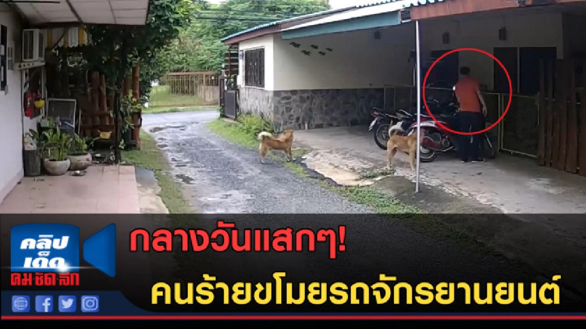 (คลิปข่าว) กลางวันแสกๆ! คนร้ายเข้ามาลักรถจักรยานยนต์