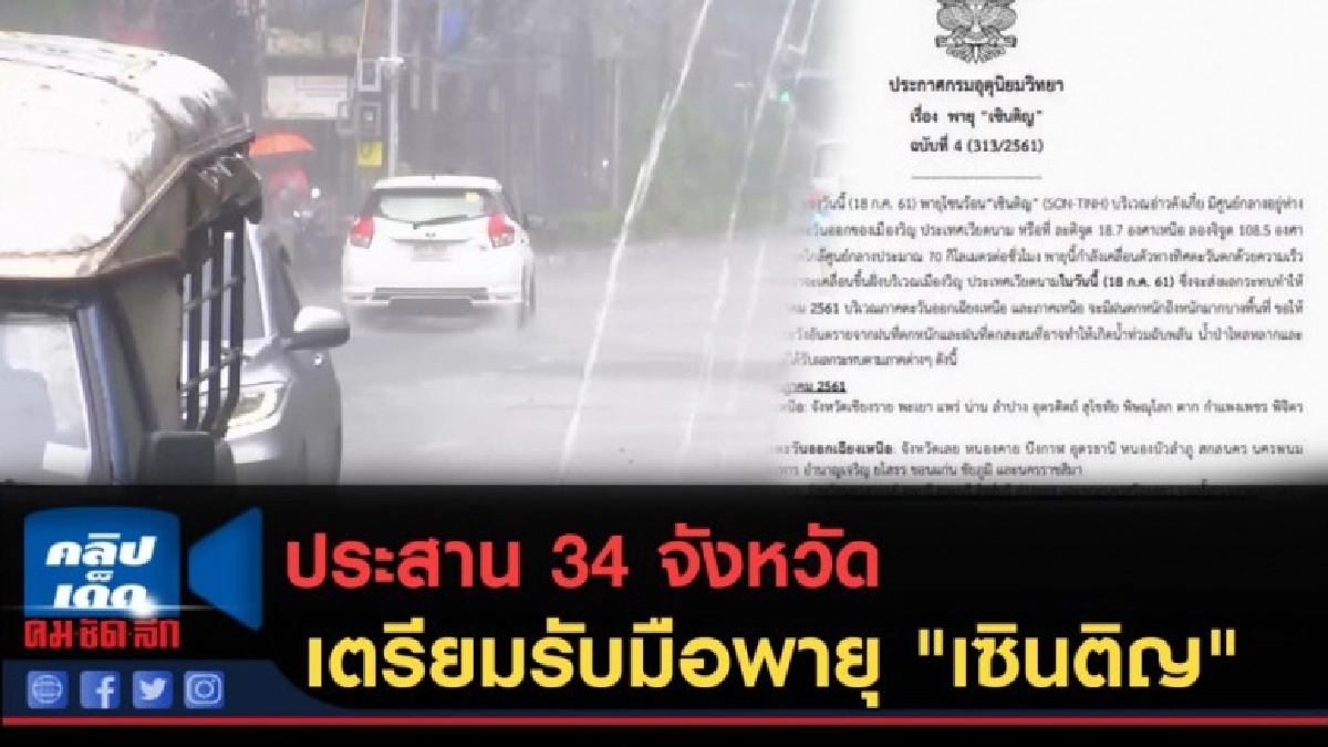 (คลิปข่าว) ประสาน 34 จังหวัดเตรียมรับมือพายุ "เซินติญ" (คลิปข่าว) ประสาน 34 จังหวัดเตรียมรับมือพายุ "เซินติญ"