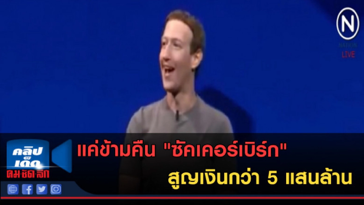 (คลิปข่าว) แค่ข้ามคืน "ซัคเคอร์เบิร์ก" สูญเงินกว่า 5 แสนล้าน (คลิปข่าว) แค่ข้ามคืน "ซัคเคอร์เบิร์ก" สูญเงินกว่า 5 แสนล้าน