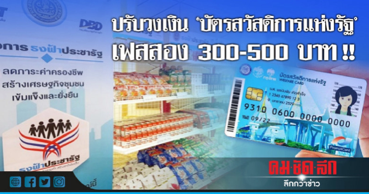 รัฐบาลปรับวงเงิน "บัตรสวัสดิการแห่งรัฐ" เฟส2 รัฐบาลปรับวงเงิน "บัตรสวัสดิการแห่งรัฐ" เฟส2