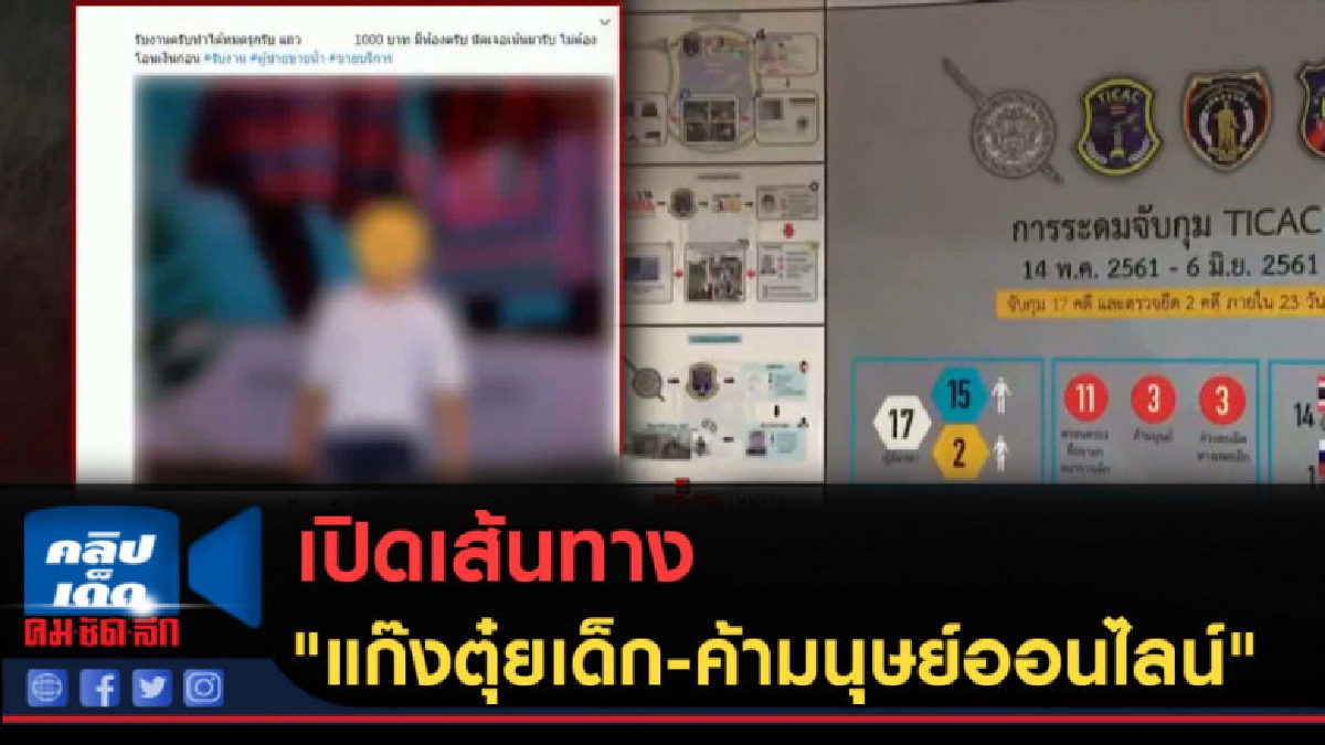 (คลิปข่าว) เปิดเส้นทาง "แก๊งตุ๋ยเด็ก-ค้ามนุษย์ออนไลน์" (คลิปข่าว) เปิดเส้นทาง "แก๊งตุ๋ยเด็ก-ค้ามนุษย์ออนไลน์"