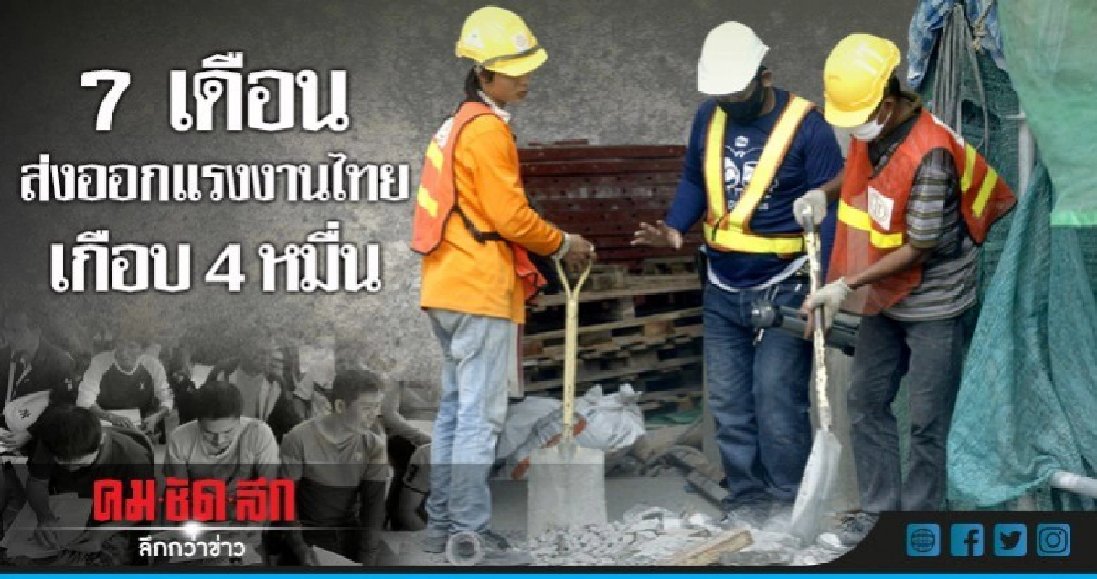 7 เดือนส่งออกแรงงานไทยเกือบ4หมื่น