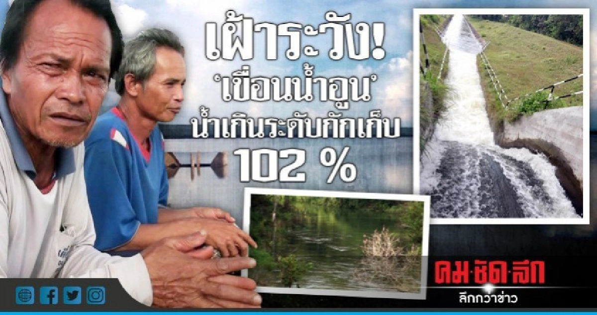 เฝ้าระวัง! "เขื่อนน้ำอูน"น้ำเกินระดับกักเก็บ 102 % เฝ้าระวัง! "เขื่อนน้ำอูน"น้ำเกินระดับกักเก็บ 102 %