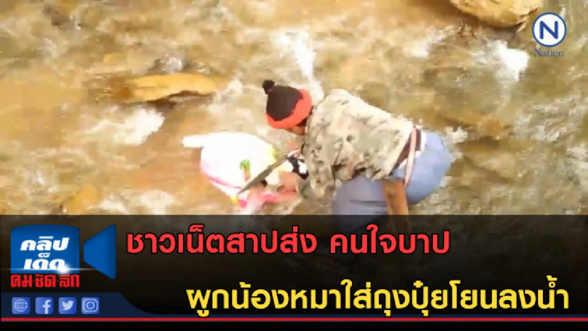 (คลิปข่าว) ชาวเน็ตสาปส่ง คนใจบาปผูกน้องหมาใส่ถุงปุ๋ยโยนลงน้ำ (คลิปข่าว) ชาวเน็ตสาปส่ง คนใจบาปผูกน้องหมาใส่ถุงปุ๋ยโยนลงน้ำ