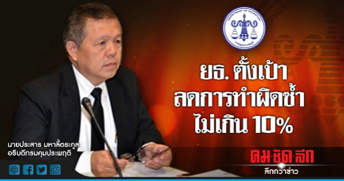 ติดคุกซ้ำซาก ยธ.ตั้งเป้าลดการทำผิดซ้ำ ไม่เกิน 10% ติดคุกซ้ำซาก ยธ.ตั้งเป้าลดการทำผิดซ้ำ ไม่เกิน 10%