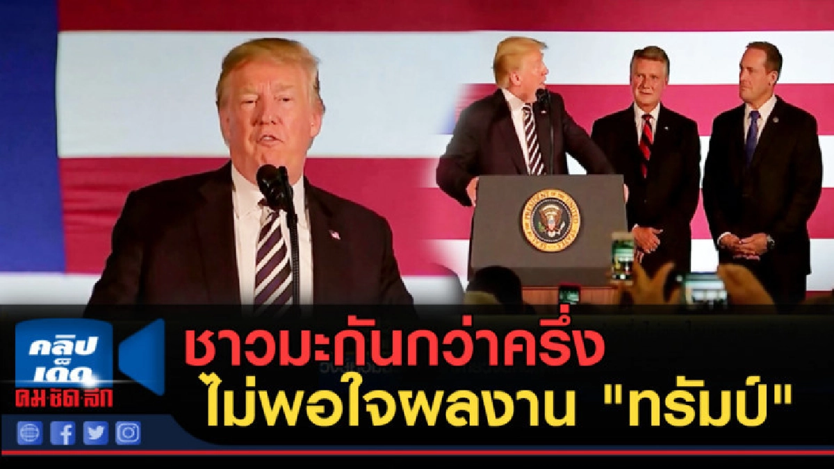 (คลิปข่าว) ชาวมะกันกว่าครึ่ง ไม่พอใจผลงาน "ทรัมป์" (คลิปข่าว) ชาวมะกันกว่าครึ่ง ไม่พอใจผลงาน "ทรัมป์"