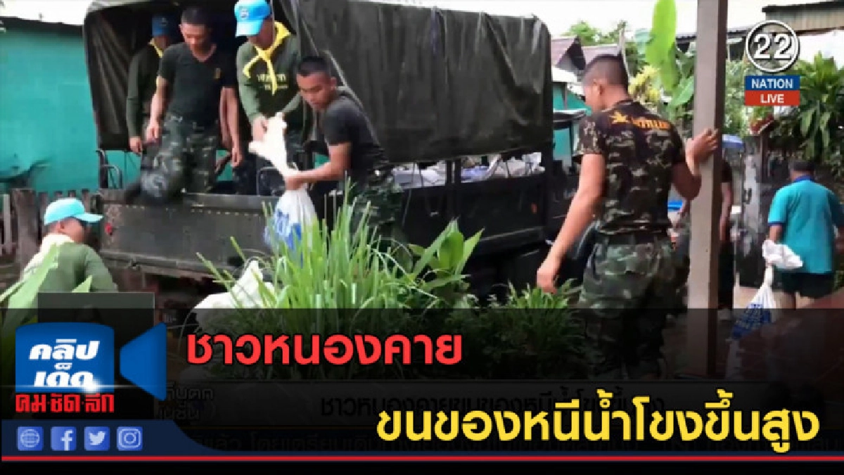 (คลิปข่าว) ชาวหนองคายขนของหนีน้ำโขงขึ้นสูง
