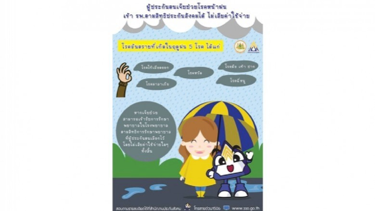 สปส.เตือนผู้ประกันตนดูแลสุขภาพช่วงหน้าฝน 