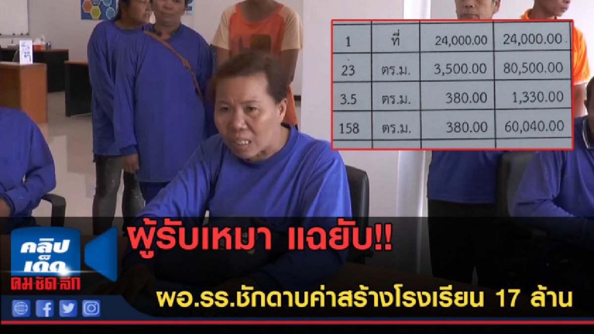 (คลิปข่าว)ผู้รับเหมาแฉ! ผอ.รร.ชักดาบค่าสร้างโรงเรียน 17 ล้าน (คลิปข่าว)ผู้รับเหมาแฉ! ผอ.รร.ชักดาบค่าสร้างโรงเรียน 17 ล้าน