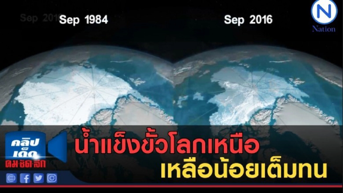(คลิปข่าว) นาซ่า เผยคลิป น้ำแข็งขั้วโลกเหนือเหลือน้อยเต็มทน