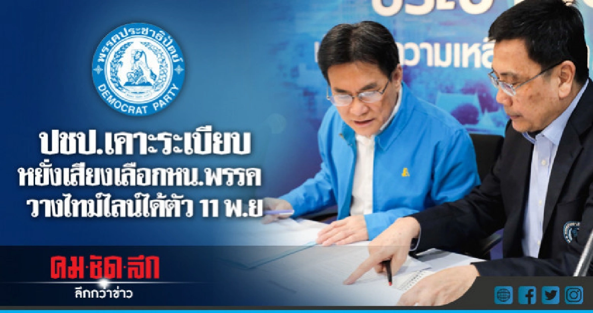 ปชป.หยั่งเสียงเลือกหน.พรรค วางไทม์ไลน์ได้ตัว 11 พ.ย 