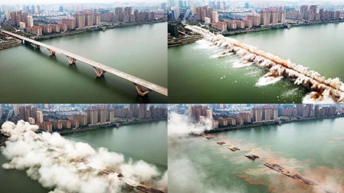  จีนบึ้มทำลายสะพานเก่า1.5 ก.ม.ในพริบตาเตรียมสร้างใหม่