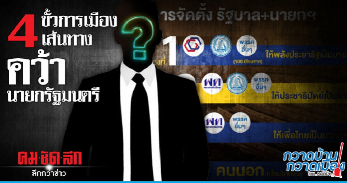 4 ขั้วการเมือง 4 เส้นทางคว้านายกรัฐมนตรี 4 ขั้วการเมือง 4 เส้นทางคว้านายกรัฐมนตรี