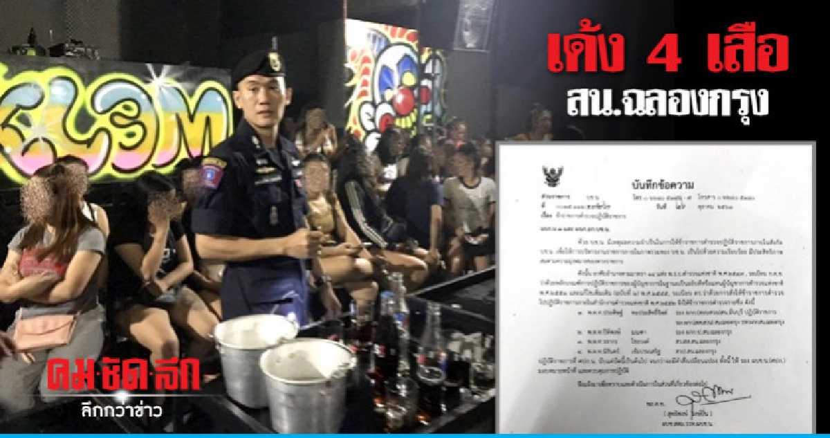 เด้ง "4 เสือ สน.ฉลองกรุง" เซ่นผับเปิดให้เด็กเที่ยว-ฉี่ม่วง