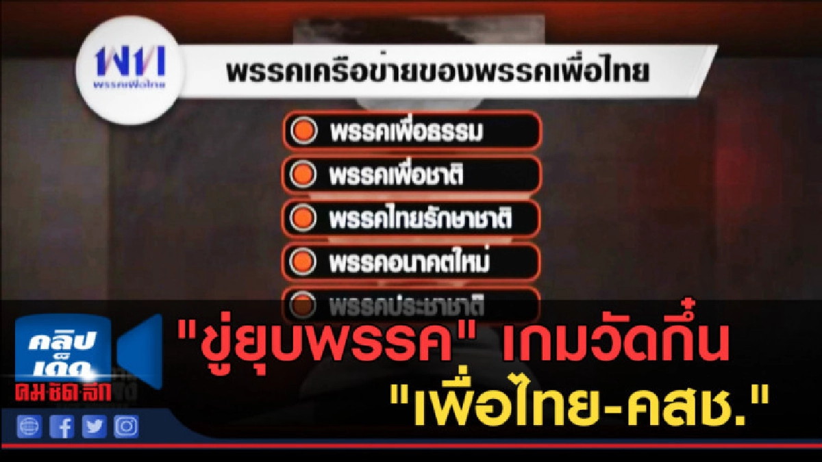 (คลิปข่าว) "ขู่ยุบพรรค" เกมวัดกึ๋น "เพื่อไทย-คสช." (คลิปข่าว) "ขู่ยุบพรรค" เกมวัดกึ๋น "เพื่อไทย-คสช."