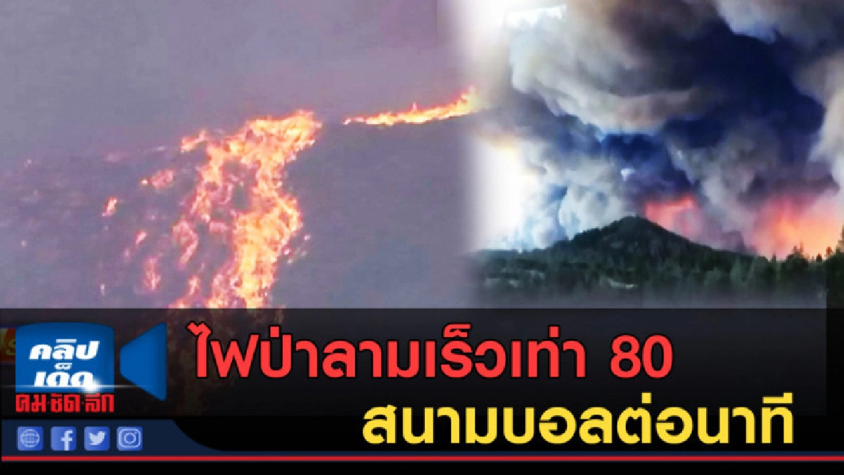 (คลิปข่าว) ไฟป่าในสหรัฐ ลามเร็วเท่า 80 สนามบอลต่อนาที