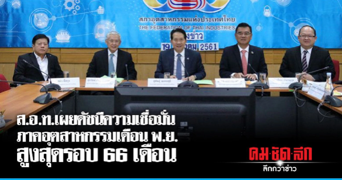 ดัชนีความเชื่อมั่นภาคอุตสาหกรรมเดือน พ.ย. สูงสุดรอบ 66 เดือน ดัชนีความเชื่อมั่นภาคอุตสาหกรรมเดือน พ.ย. สูงสุดรอบ 66 เดือน