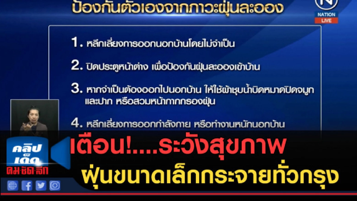 (คลิปข่าว) เตือน! ระวังสุขภาพ หลังฝุ่นขนาดเล็กกระจายทั่วกรุง