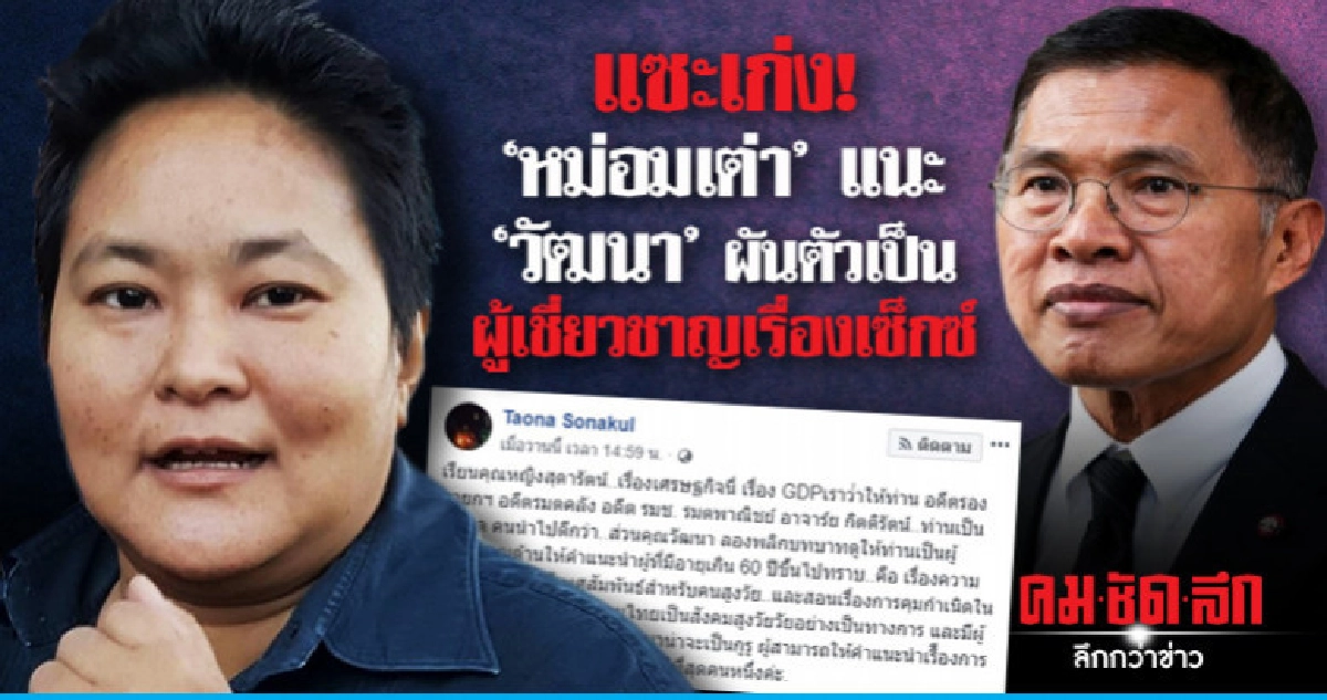 'หม่อมเต่านา' แนะ 'วัฒนา' ผันตัวเป็นผู้เชี่ยวชาญเรื่องเซ็กซ์ 'หม่อมเต่านา' แนะ 'วัฒนา' ผันตัวเป็นผู้เชี่ยวชาญเรื่องเซ็กซ์
