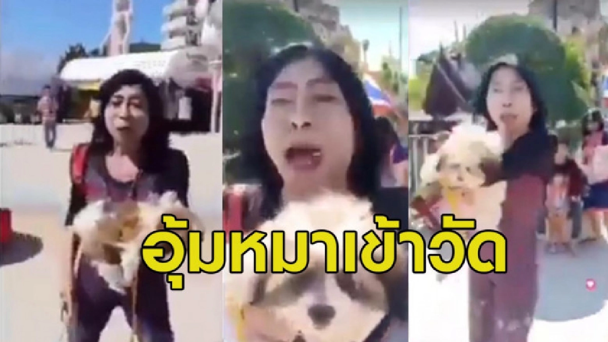 ชาวเน็ตจวก 'สิตางคุ์' อุ้มหมาเข้าวัด ไม่เคารพสถานที่