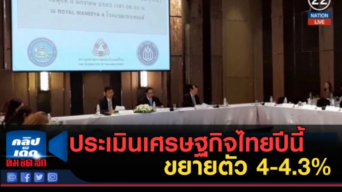 (คลิปข่าว) ประเมินเศรษฐกิจไทยปีนี้ขยายตัว 4-4.3% (คลิปข่าว) ประเมินเศรษฐกิจไทยปีนี้ขยายตัว 4-4.3%