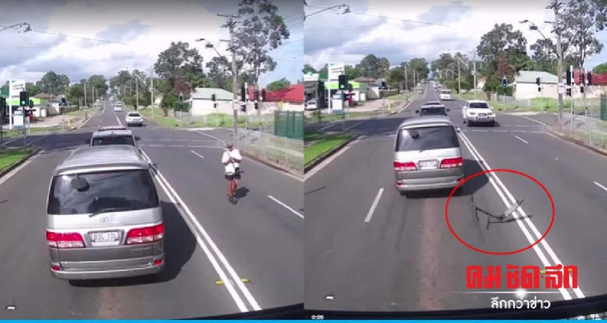 วัยรุ่นออสซี่ขี่สกูตเตอร์หวิดดับหลังก้มมองมือถือ 