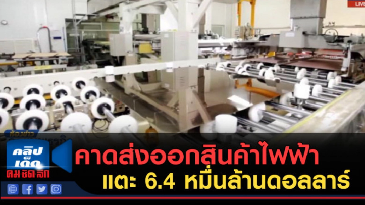(คลิปข่าว) คาดยอดส่งออกสินค้าไฟฟ้า แตะ 6.4 หมื่นล้านดอลลาร์ (คลิปข่าว) คาดยอดส่งออกสินค้าไฟฟ้า แตะ 6.4 หมื่นล้านดอลลาร์