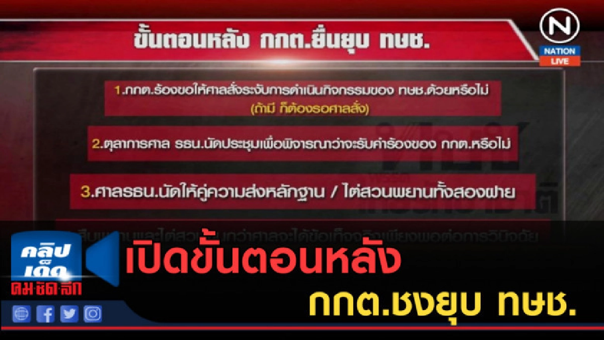 (คลิปข่าว) เปิดขั้นตอนหลัง กกต.ชงยุบ ทษช. (คลิปข่าว) เปิดขั้นตอนหลัง กกต.ชงยุบ ทษช.