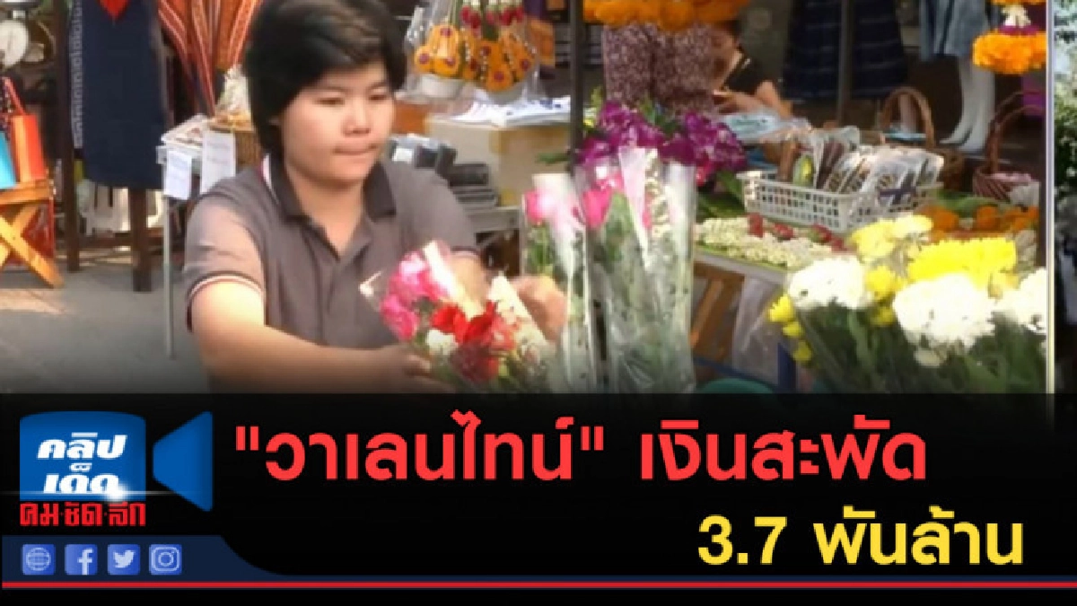 (คลิปข่าว) "วาเลนไทน์" เงินสะพัด 3.7 พันล้าน ลดลง 3.17% (คลิปข่าว) "วาเลนไทน์" เงินสะพัด 3.7 พันล้าน ลดลง 3.17%