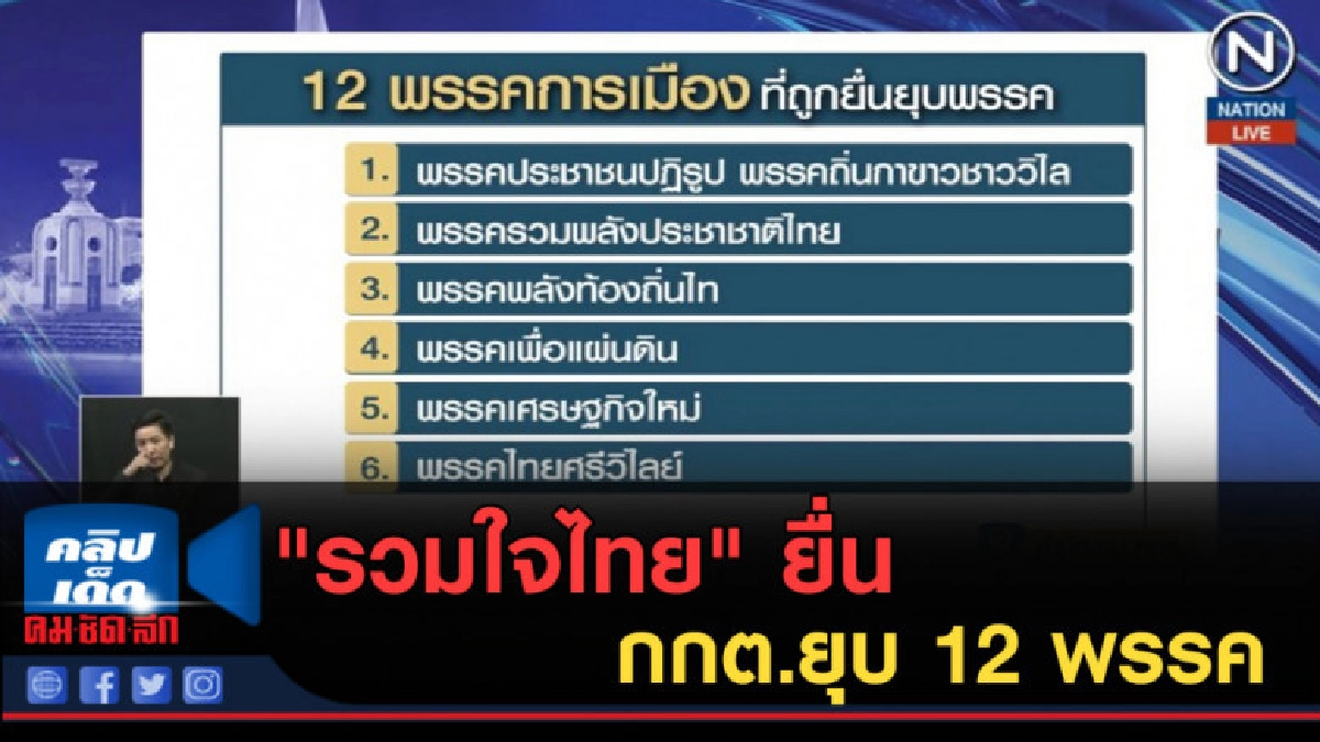 (คลิปข่าว) "รวมใจไทย" ยื่น กกต.ยุบ 12 พรรค (คลิปข่าว) "รวมใจไทย" ยื่น กกต.ยุบ 12 พรรค