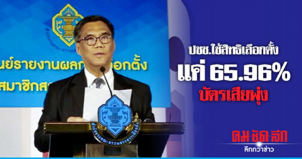 ปชช.ใช้สิทธิเลือกตั้งแค่ 65.96% บัตรเสียพุ่ง 5.6% ปชช.ใช้สิทธิเลือกตั้งแค่ 65.96% บัตรเสียพุ่ง 5.6%
