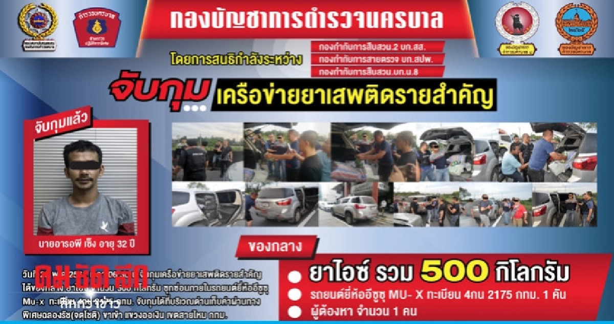 บช.น. สกัดจับไอซ์บิ๊กล็อต 500 กก. บช.น. สกัดจับไอซ์บิ๊กล็อต 500 กก.