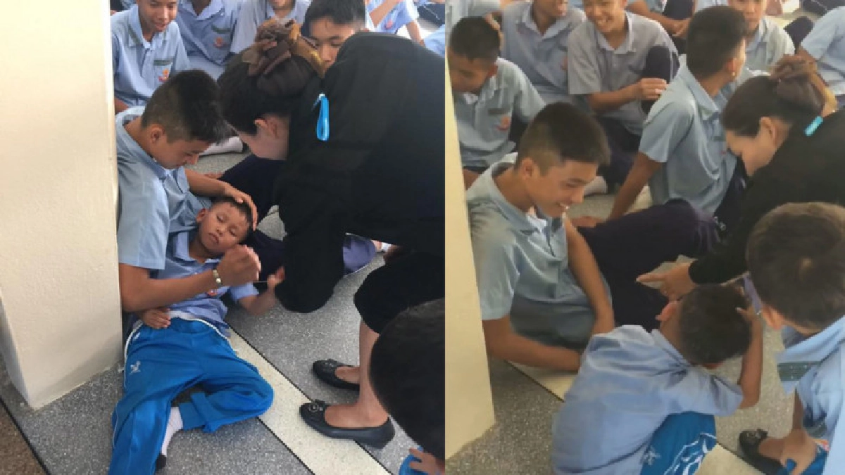 ละมุน! น้อง ป.1 หลับขณะซ้อมไหว้ครู พี่ ม.3 เอาตักให้น้องหนุน ละมุน! น้อง ป.1 หลับขณะซ้อมไหว้ครู พี่ ม.3 เอาตักให้น้องหนุน