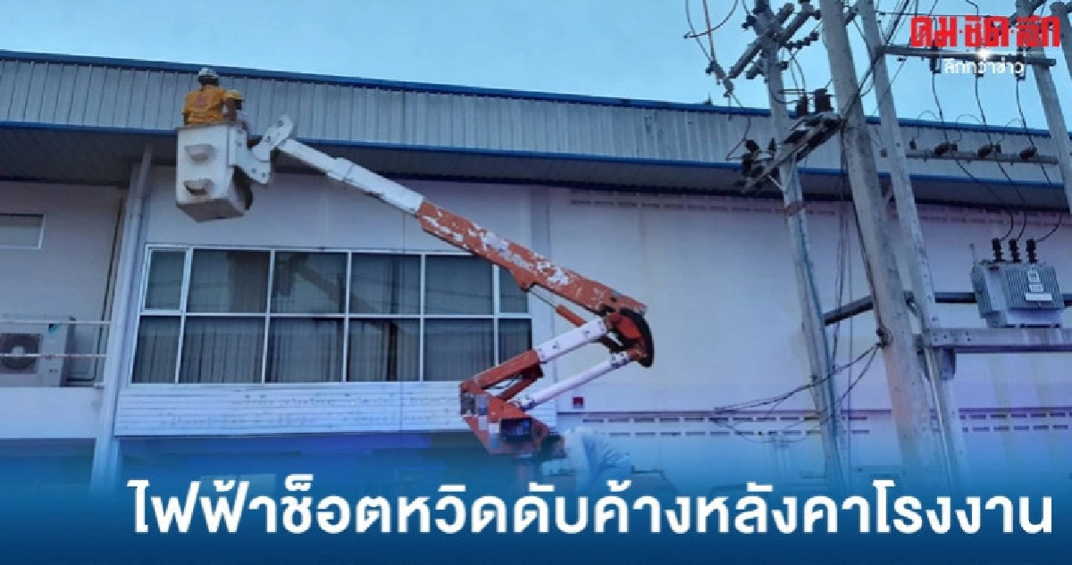 ไฟฟ้าช็อตค้างหลังคาโรงงาน ไฟฟ้าช็อตค้างหลังคาโรงงาน