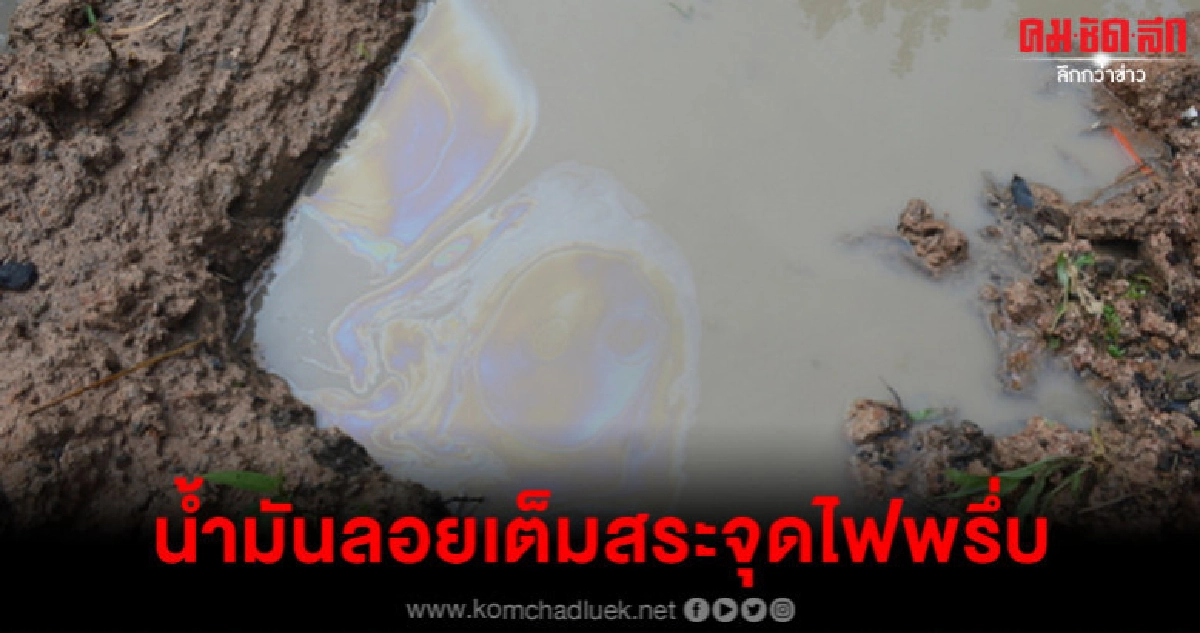 ปริศนาน้ำมันลอยเต็มสระจุดไฟพรึ่บ ปริศนาน้ำมันลอยเต็มสระจุดไฟพรึ่บ