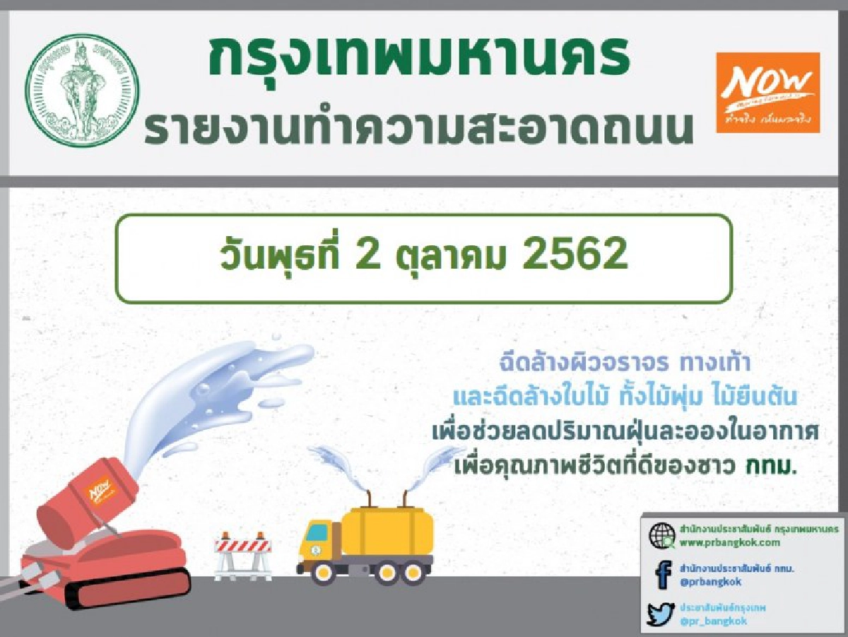 วันนี้เขตไหนบ้าง กทม.เร่งฉีดพ่นละอองน้ำลด PM2.5