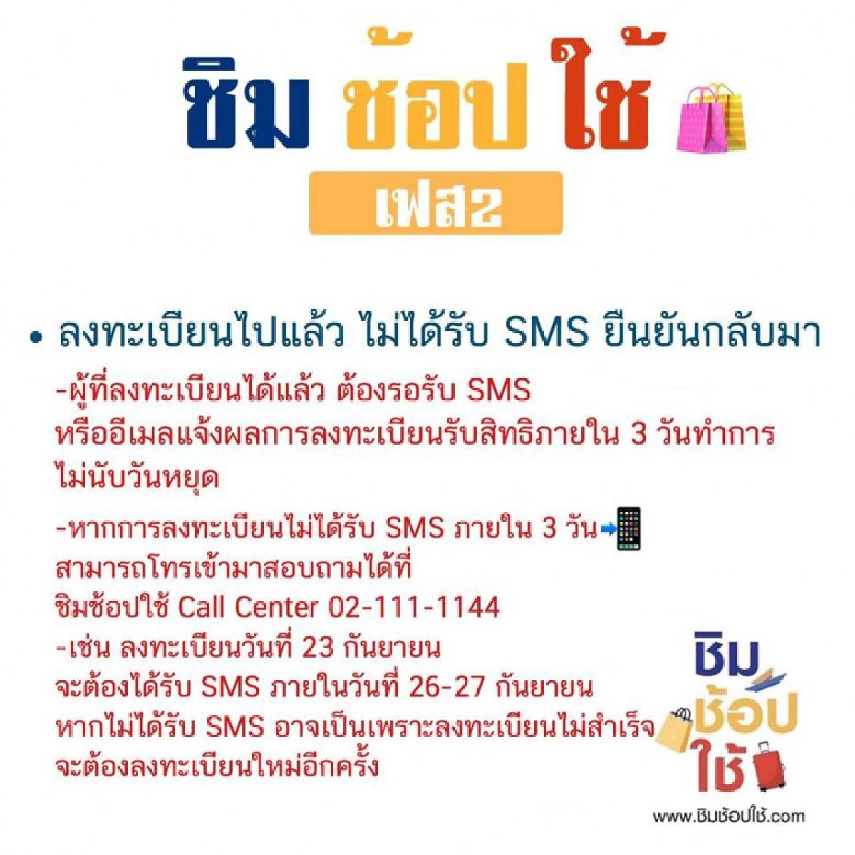 ชิมช้อปใช้ ลงทะเบียนได้ แต่ไม่ได้รับ sms ระวังโดนตัดสิทธิ์