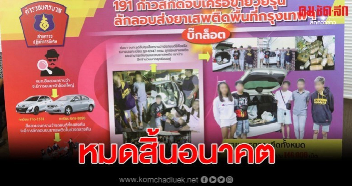 191 สกัดจับเครือข่ายวัยรุ่นลักลอบส่งยาเสพติดในพื้นที่กรุงเทพ