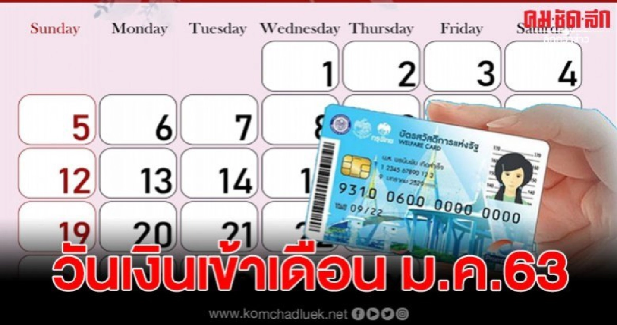 เช็กวันเงินเข้าบัตรสวัสดิการแห่งรัฐ เดือนมกราคม 2563