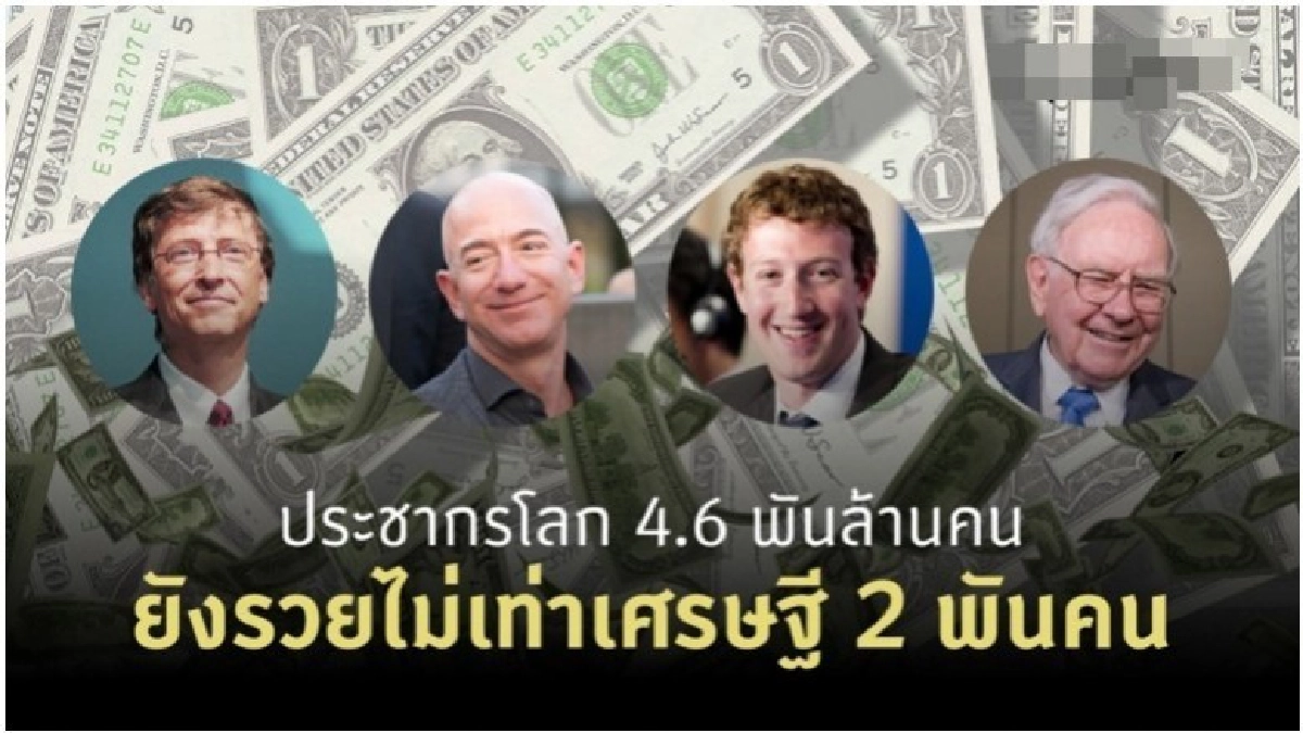 เศรษฐี2พันคน ร่ำรวยมากกว่าประชากรโลก 4.6 พันล้าน