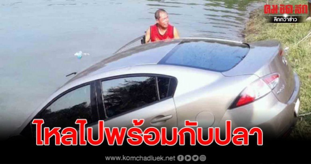หนุ่มจอดรถปล่อยปลา สุดท้ายไหลลงสระไปพร้อมกับปลา หนุ่มจอดรถปล่อยปลา สุดท้ายไหลลงสระไปพร้อมกับปลา