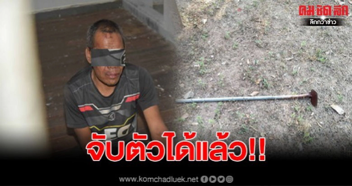 ตร.จับหนุ่มใช้จอบสังหารโหด อ้างโมโหที่โดนไล่ออกจากบ้าน