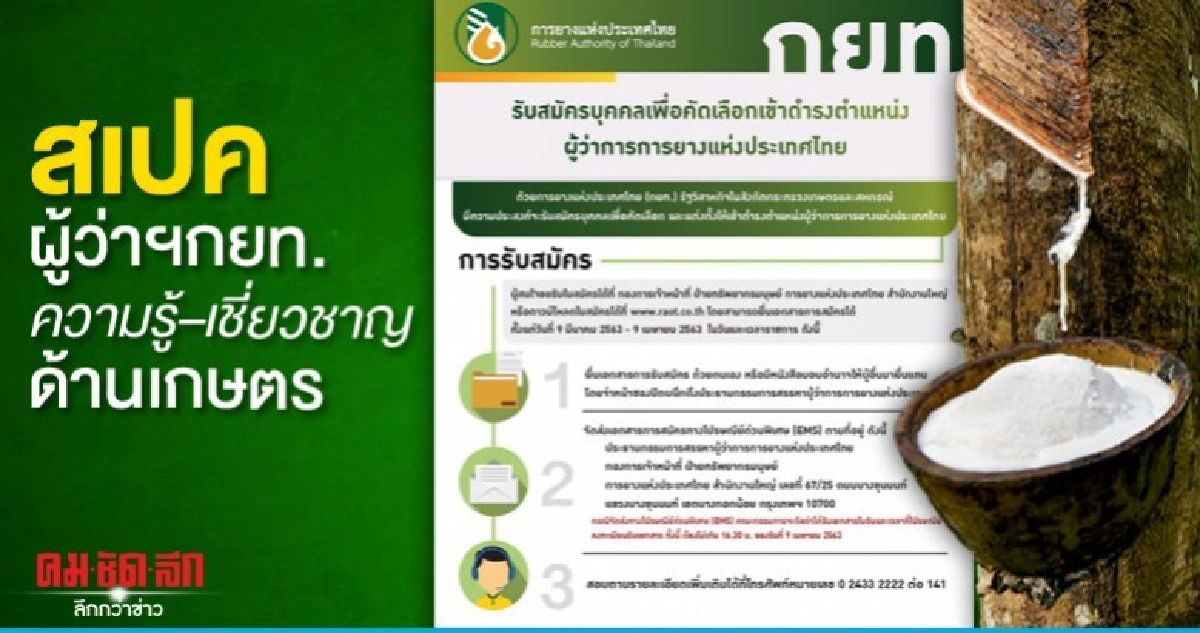 เปิดสเปคผู้ว่าฯกยท.รับสมัครด่วนถึง 9 เมษาฯ เปิดสเปคผู้ว่าฯกยท.รับสมัครด่วนถึง 9 เมษาฯ