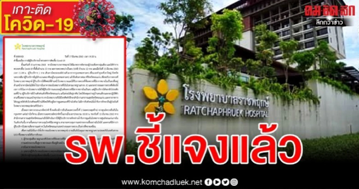 รพ.ราชพฤกษ์ แจงแล้ว ไม่กักตัวคนไข้เข้าข่ายป่วยโควิด-19 รพ.ราชพฤกษ์ แจงแล้ว ไม่กักตัวคนไข้เข้าข่ายป่วยโควิด-19
