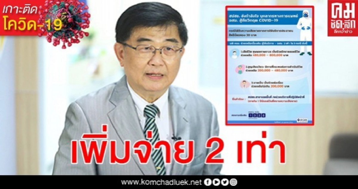สปสช. ช่วยเหลือผู้ให้บริการ - อสม. 2 เท่า กรณีได้รับความเสียหายจากโควิด-19 สปสช. ช่วยเหลือผู้ให้บริการ - อสม. 2 เท่า กรณีได้รับความเสียหายจากโควิด-19