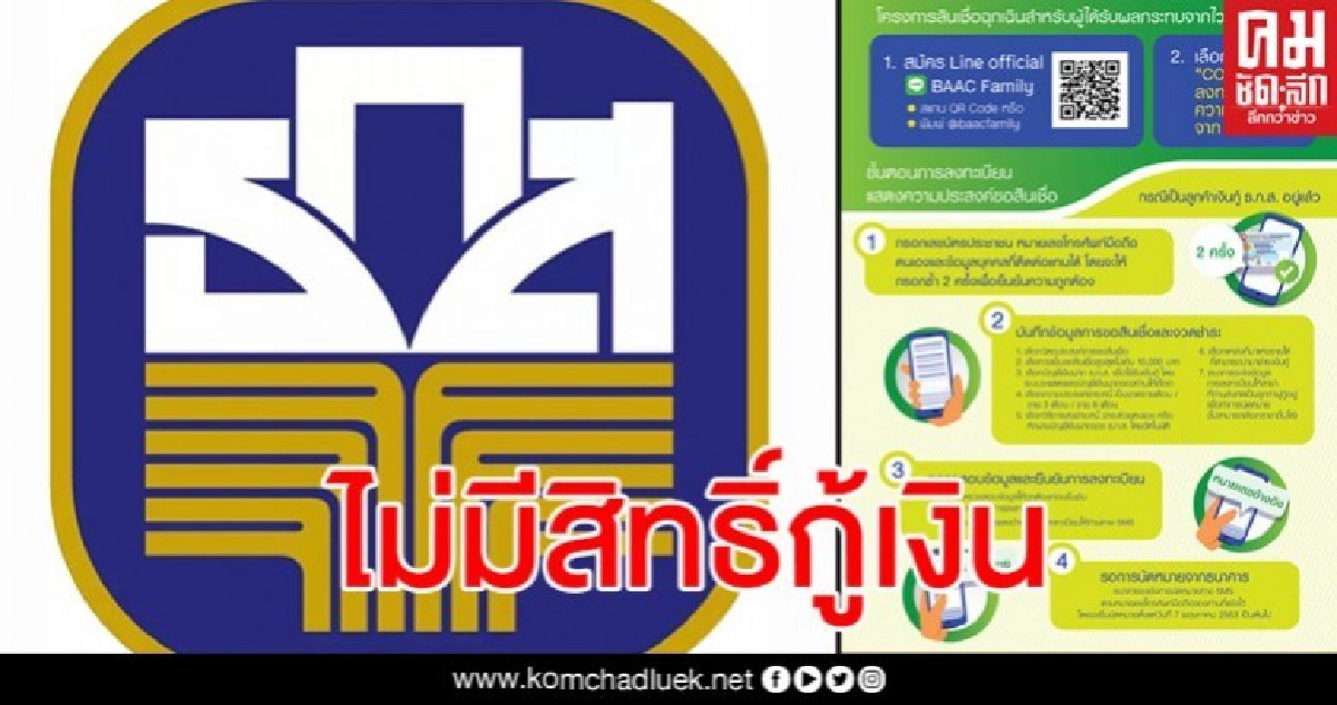 ธ.ก.ส.ตอบคำถามบุคคลดังต่อไปนี้หมดสิทธิ์กู้เงิน 10,000 ดอก 10 บาท