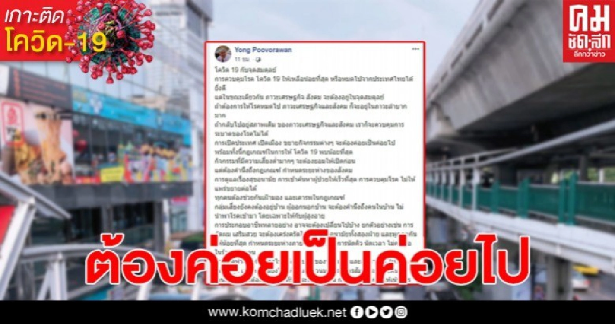 หมอยงแนะการเปิดประเทศต้องค่อยเป็นค่อยไป บางสถานที่ควรงดไปก่อน