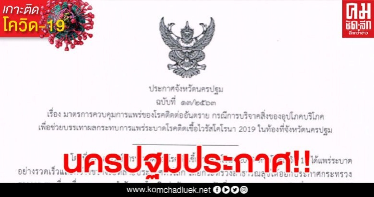 นครปฐมประกาศ มาตรการควบคุมการแพร่ระบาดโควิด-19 กรณีการบริจาคสิ่งของอุปโภคบริโภค นครปฐมประกาศ มาตรการควบคุมการแพร่ระบาดโควิด-19 กรณีการบริจาคสิ่งของอุปโภคบริโภค
